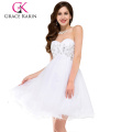 Grace Karin Sexy Fashion White Cocktail Dresses Strapless Sweetheart Backless Short Cocktail Dress CL3820